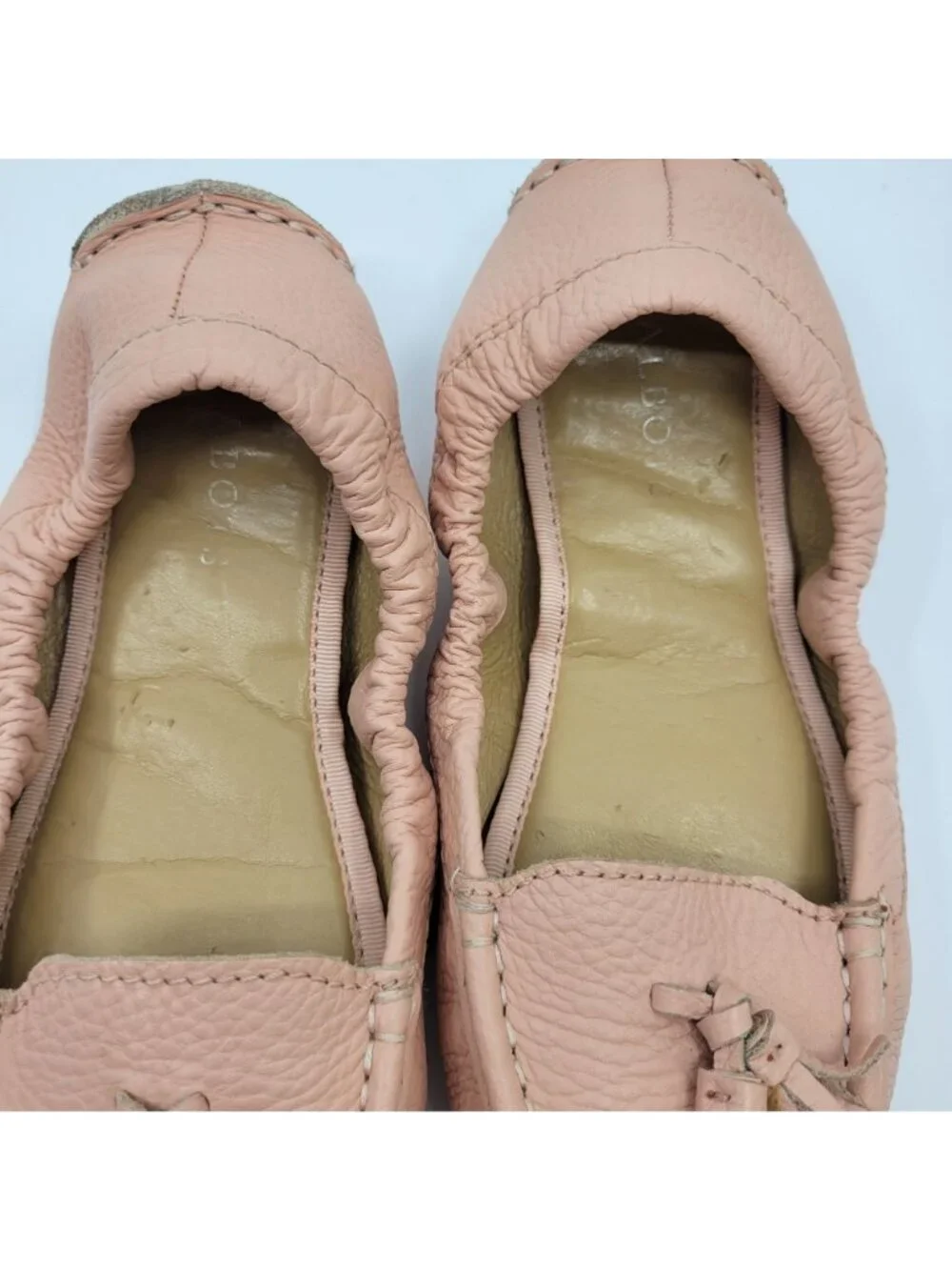 Talbots Loafers Womens Size 7.5 Light Pink Leather Tassels Elastic Flexible Sole